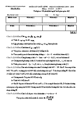 Đề khảo sát chất lượng học kỳ II môn Toán Lớp 9 - Đề A - Năm học 2015-2016 - Sở GD & ĐT Thanh Hóa (Có đáp án)